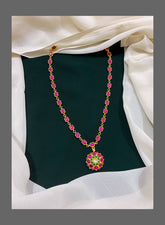 Cute Jadau Pink Small Necklace - KN00255